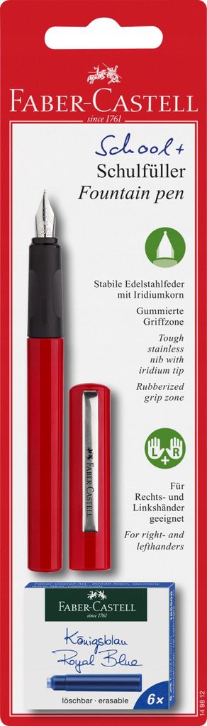 FABER-CASTELL Schulfüller + Patronen ROT Produktbild 