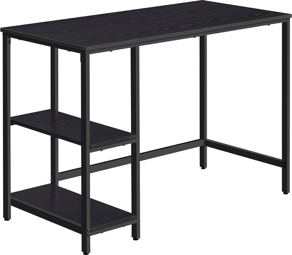 Schreibtisch mit 2 Ablagen und Stahlgestell, schwarz