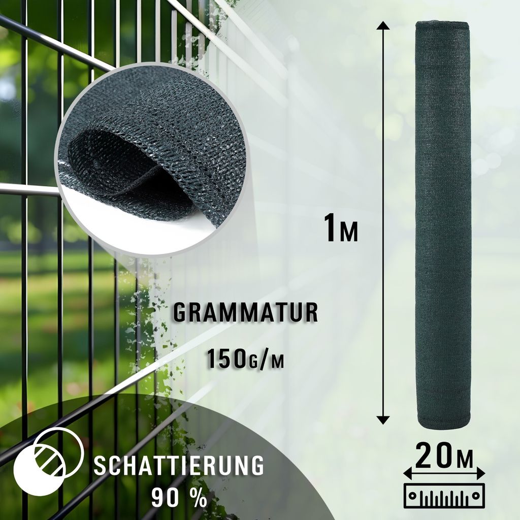 Zaunblende Sichtschutz 150g/m² Schattiernetz Windschutz Produktbild 3
