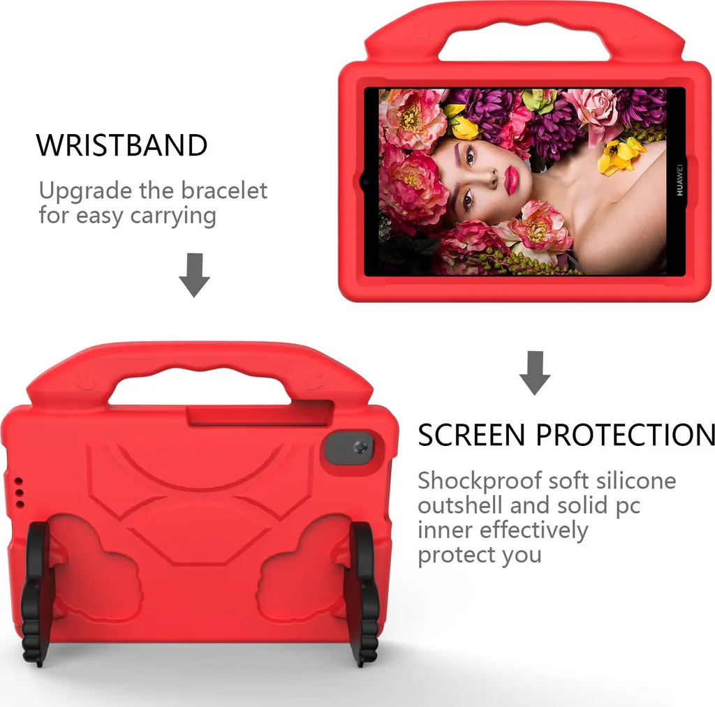 Cover Lenovo Tab M8 4a Gen Bambini - Guscio EVA con Stand Rosso - 3