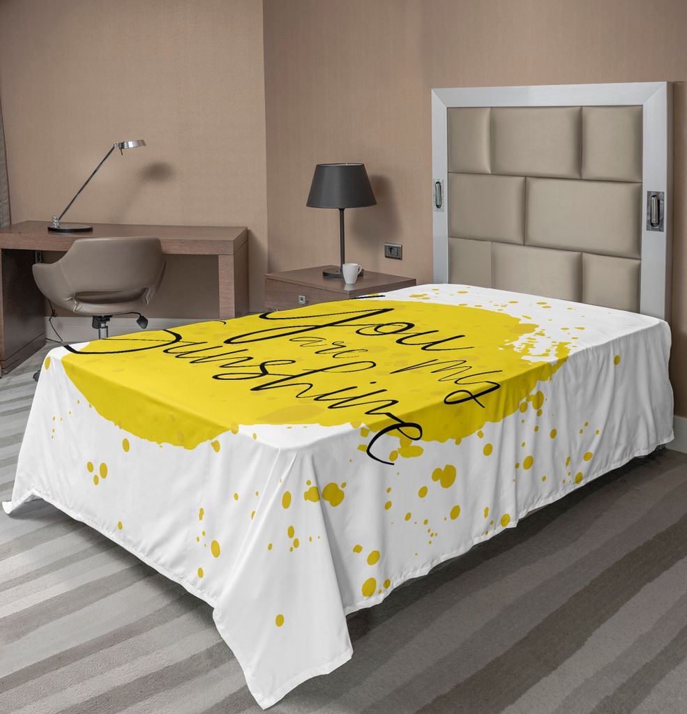 ABAKUHAUS Sprichwort Bettlaken, Kreisförmige Farbe Splash Outspread Pinselstriche mit inspirierend Zitat Valentines Konzept, weiches bequemes ober...