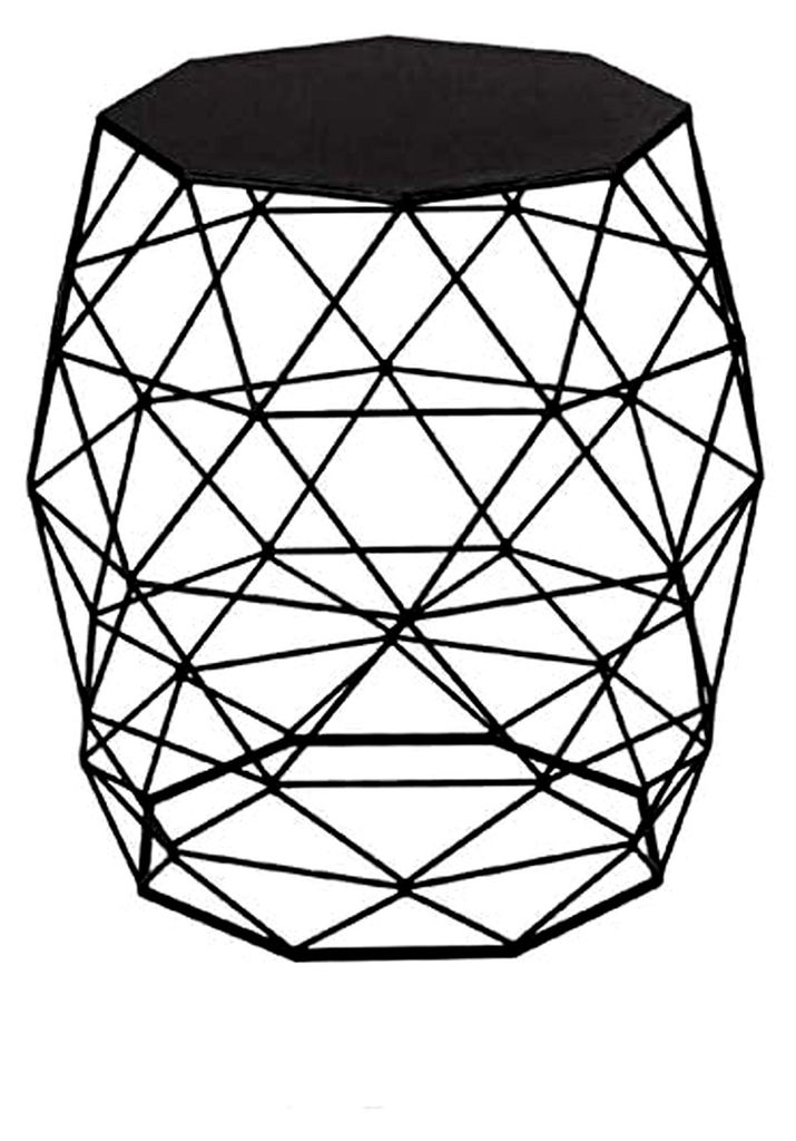 Nachttisch, einfacher Nachttisch für Schlafzimmer und Büro, Metall-Beistelltisch mit geometrischen Details, kleiner Tisch im modernen Stil, goldf...