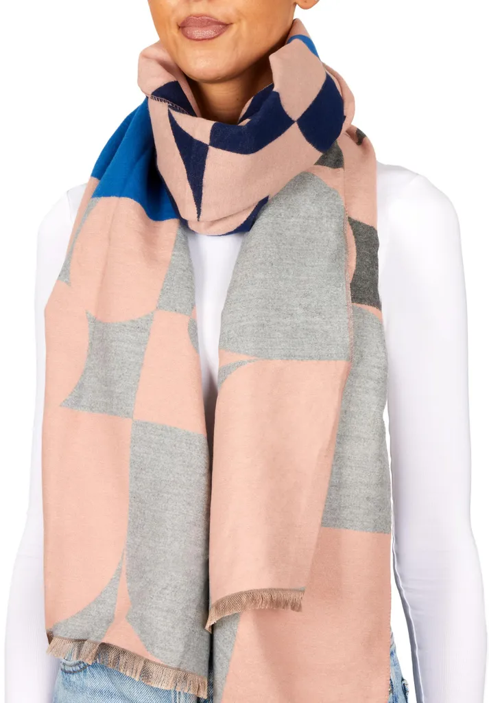 Sciarpa Invernale BRUBAKER Cashmirillo Rosa/Grigio 70x200cm Calda