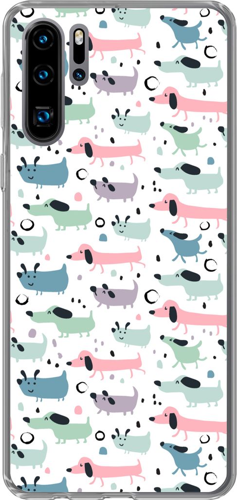 MuchoWow Handyhülle Schutzhülle Hülle für Telefoonhoesje Huawei P30 Pro Muster - Hund - Zeichnung - Jungen - Mädchen - Kinder - Kinder Silik...