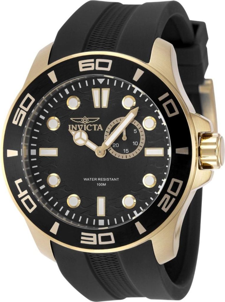 Invicta Pro Diver 49269 Herren uhr - Wasserdicht - Analog - Quarzuhrwerk - Edelstahl mit schwarzen zifferblat - 50mm