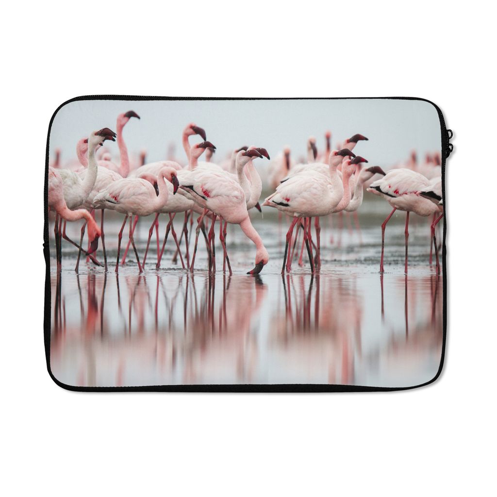 MuchoWow Laptop Hülle 13 Zoll Schar von Flamingos im Wasser Laptoptasche - Laptophülle - Sleeve - Rundumschutz