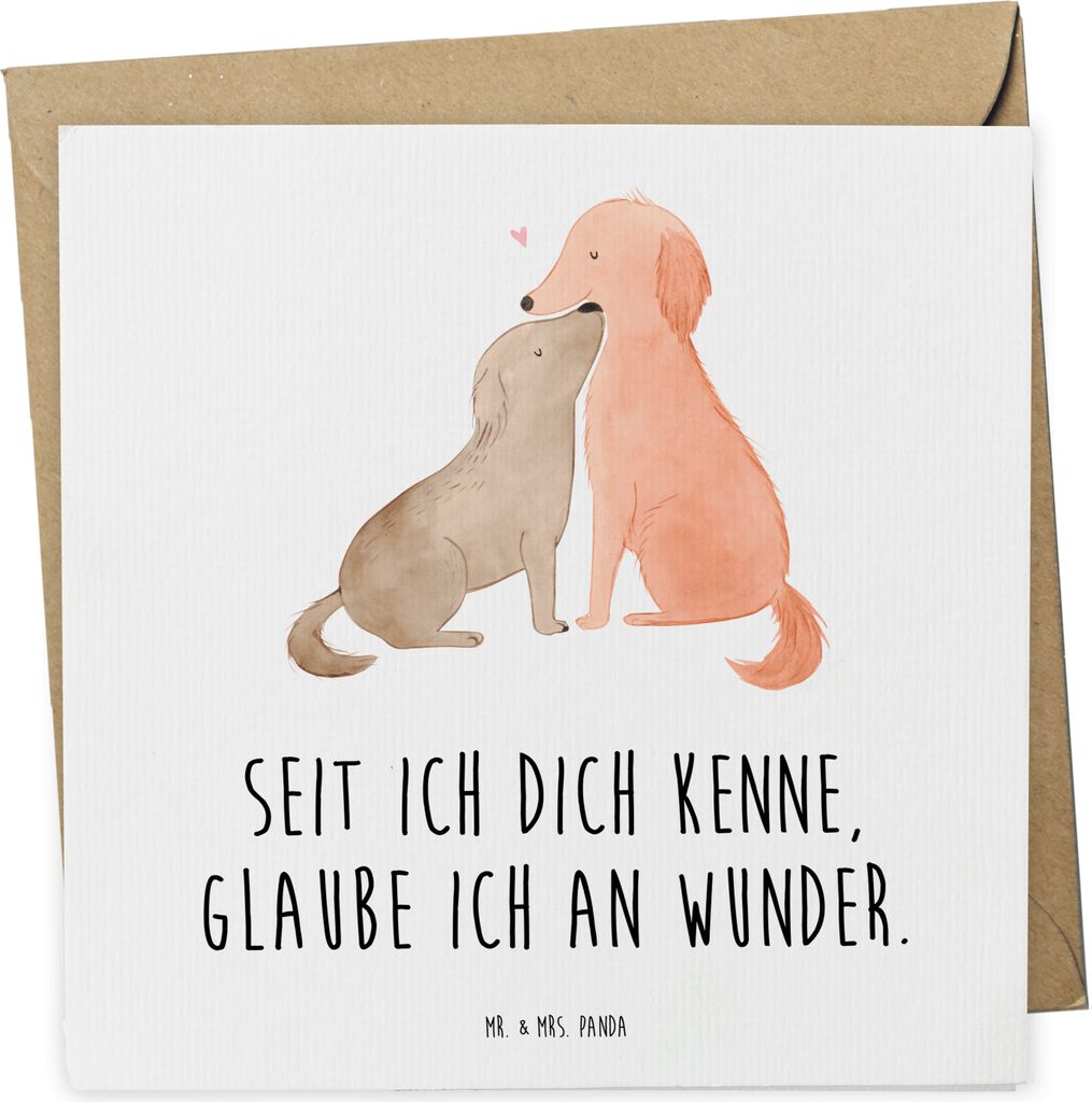 Mr. & Mrs. Panda Grußkarte Hunde Liebe - Weiß - Geschenk, Kuscheln, Optimitisch, Herz, doppelkarte, Glückwunschkarte, Sprüche, Hund, Verliebt, ...