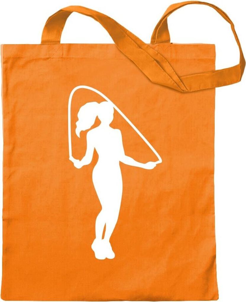 Kiwistar - Baumwolltasche - mandarin - Seilspringen Figur Sport - Tragetasche Stoffbeutel Umhängetasche Langer Henkel