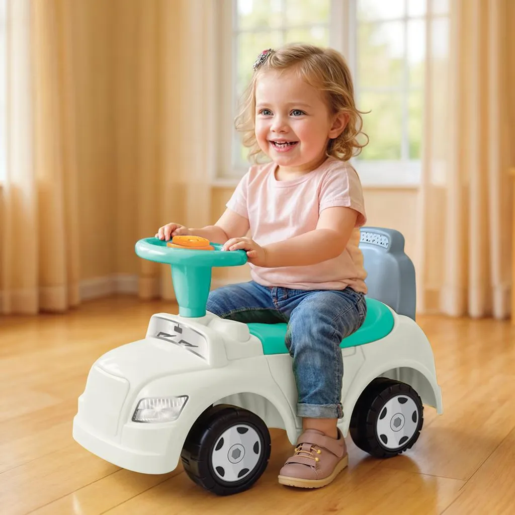 Trotteur porteur évolutif pour bébé Dolu Step Car en Blanc et Bleu