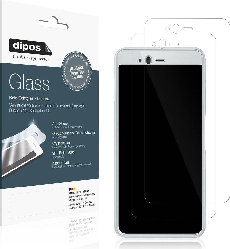 2x Schutzfolie für Fujitsu Arrows Be F-04K - Anti-Shock 9H Folie dipos Glass Kunststoffglas