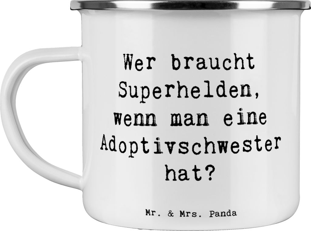 Mr. & Mrs. Panda Pott Spruch Adoptivschwester Heldin - Weiß - Geschenk, Weihnachten, Unterstützung, gemeinsame Erlebnisse, Bewunderung, Teetasse,...