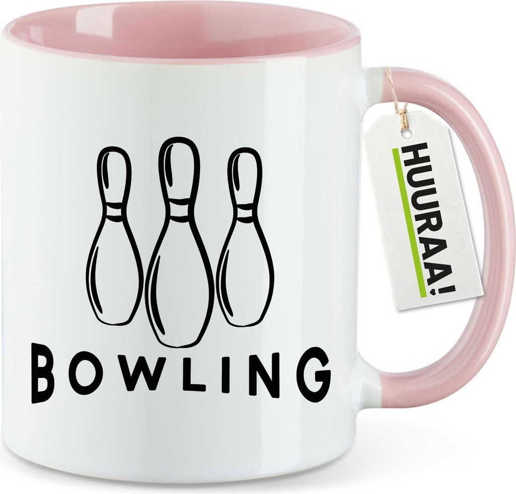 Huuraa Kaffeetasse Bowling Pinns 330ml Rosa Keramik Kaffeebecher Geschenkidee