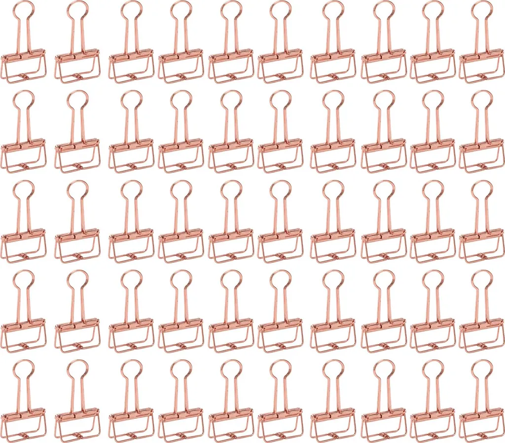 50 Clip Raccoglitori Metallo Cavo Oro Rosa | Mollette Documenti Design