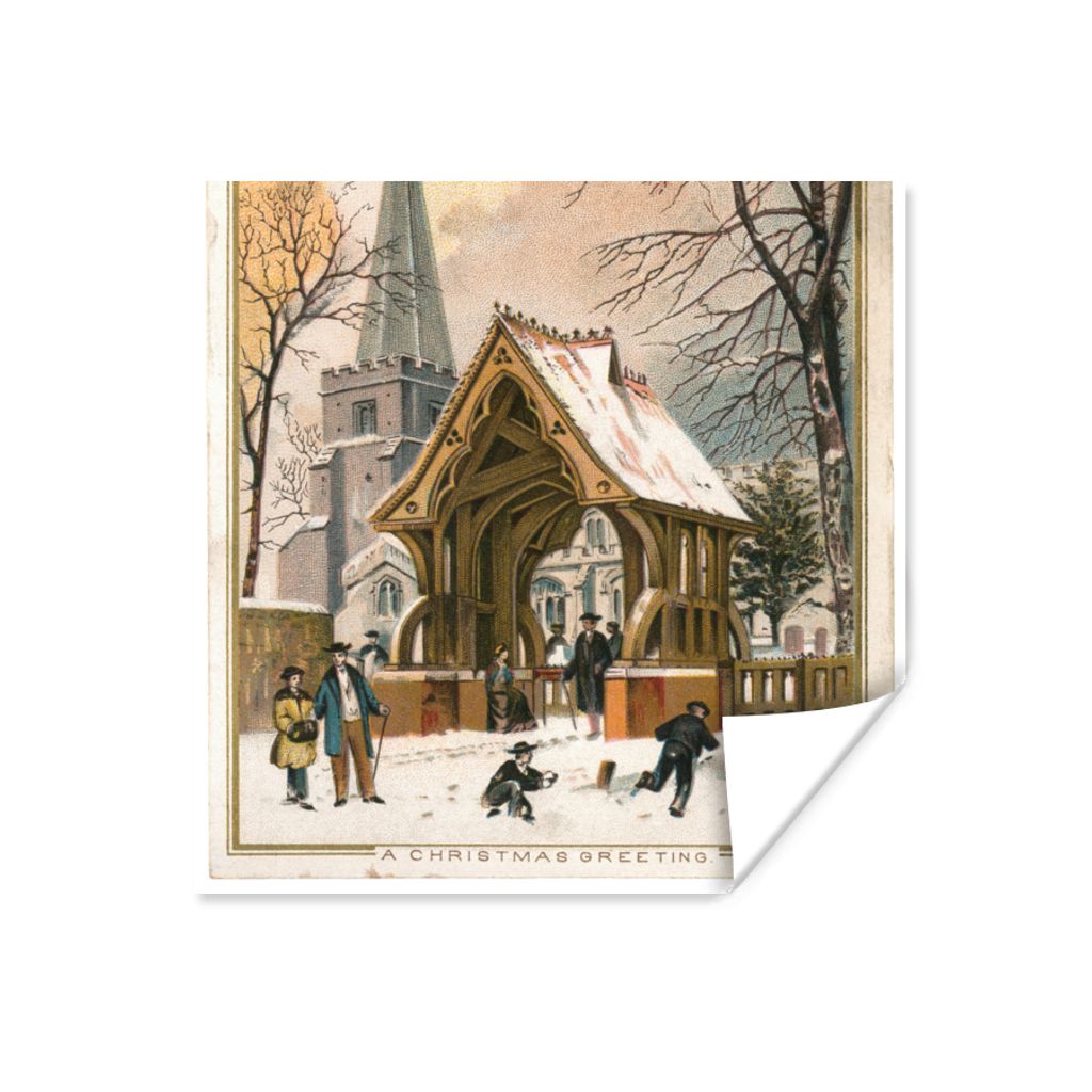 MuchoWow Poster Weihnachten - Winter - Retro 50x50 cm - Wohnzimmerdekoration