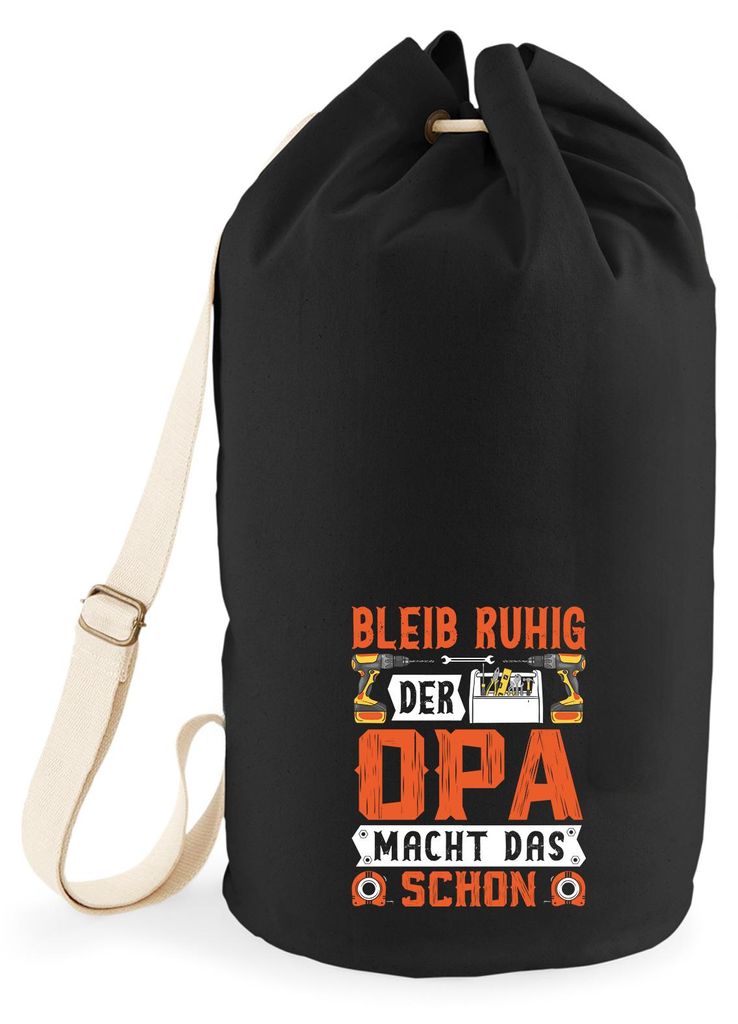 Huuraa Seesack Bleib ruhig der Opa macht das schon 20 Liter Black Baumwolle Rucksack Geschenkidee