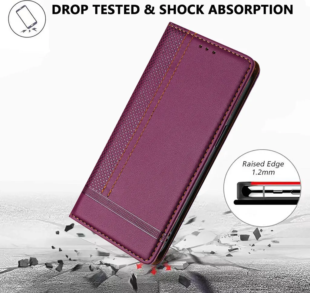 Custodia Slim iPhone 13 Pro Pelle Viola | Stand Invisibile - 3