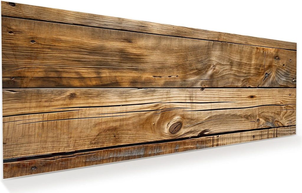 Glasbild 100x40cm in XXL für Wohnzimmer, Schlafzimmer Motiv Holzdielenmaserung