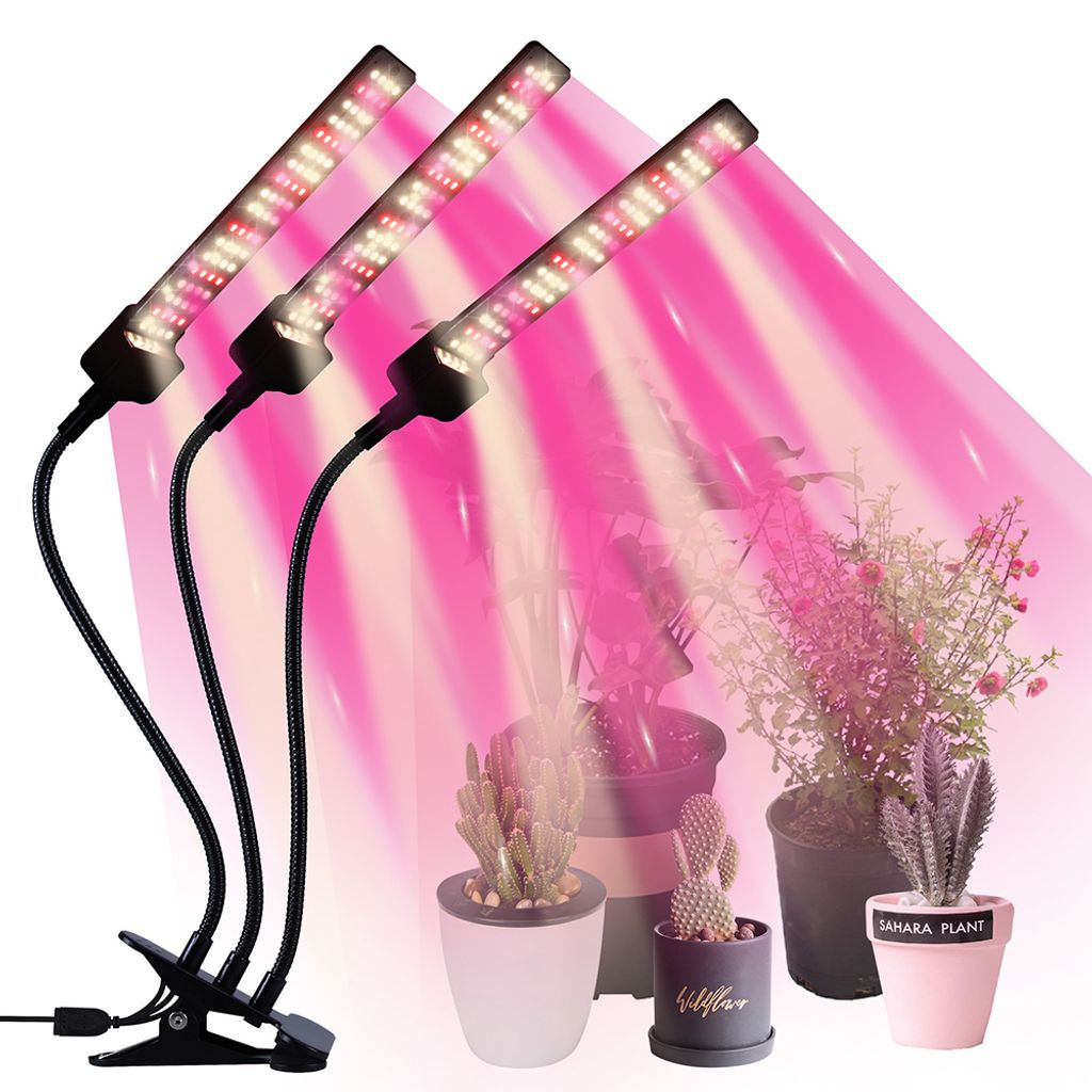 Gemüse und Blumen Vollspektrum ASUNDOM LED-Wachstumslampe für Zimmerpflanzen Pflanzen/blühen/voll Plus Wachstumslicht mit Timer und Drei Modi Inklusive E27-Klemme 24 W 