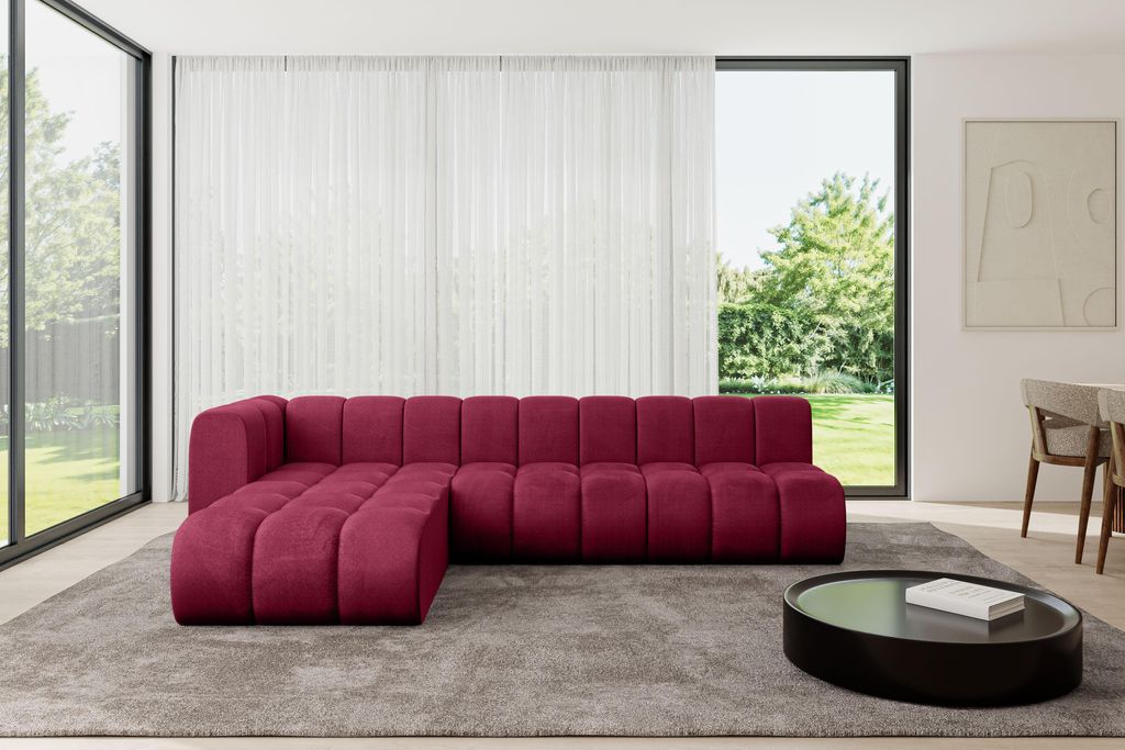 ALTDECOR Modulares Sofa Ecksofa in L-Form - Darnel-L2 - 296x177x70 cm Bordeauxrot - Corner modular Sofa Eckcouch Couch Wohnlandschaft Cauchsofa Bod...