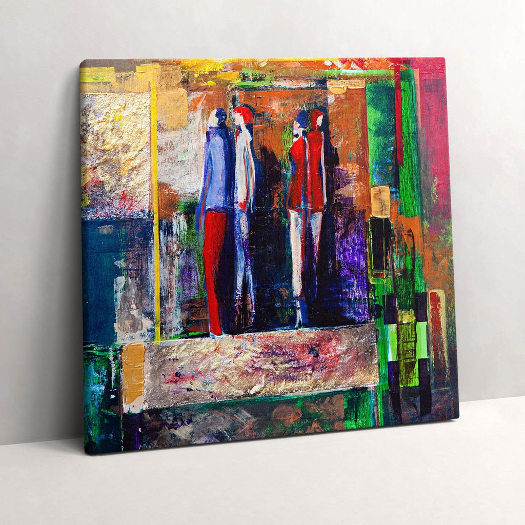 Painted abstract art - people – Leinwandbild Wandbild – 60x60 cm – Leinwandbilder – Wandbilder – Schlafzimmer – Flur