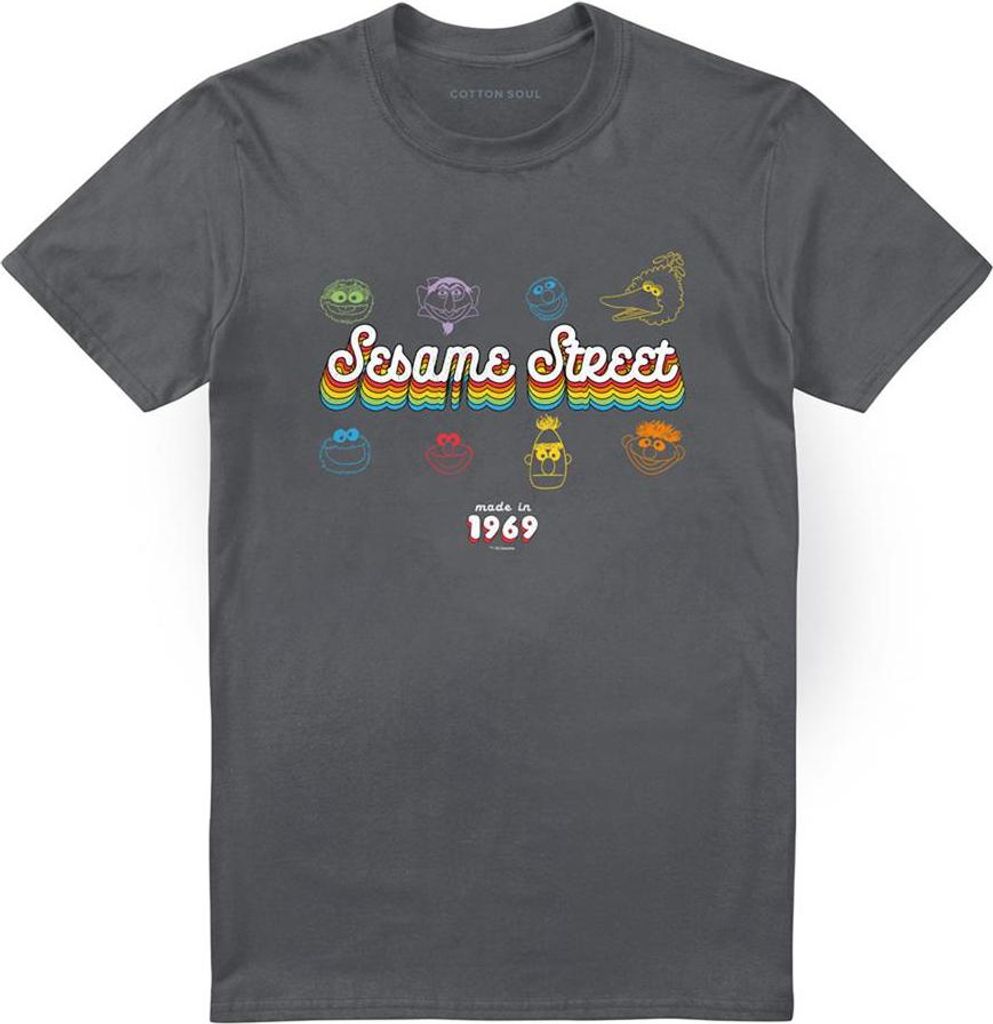 Sesame Street - " 1969" T-Shirt für Herren/Damen Uni TV21199 (M) (Holzkohle)