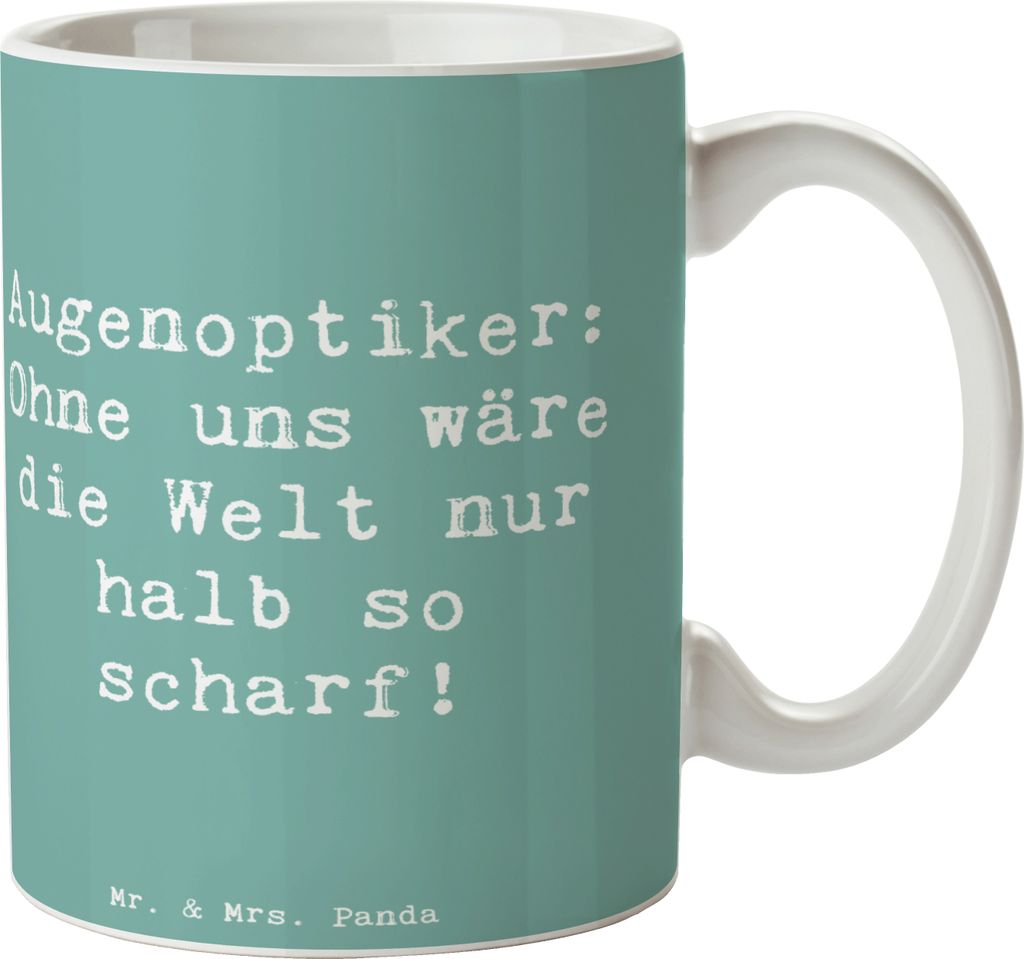 Mr. & Mrs. Panda Tasse mit Spruch Spruch Augenoptiker Schärfe - Meeresbrise - Geschenk, Geschenktasse, Sehhilfe, Berufspassion, Kaffeebecher, Bech...