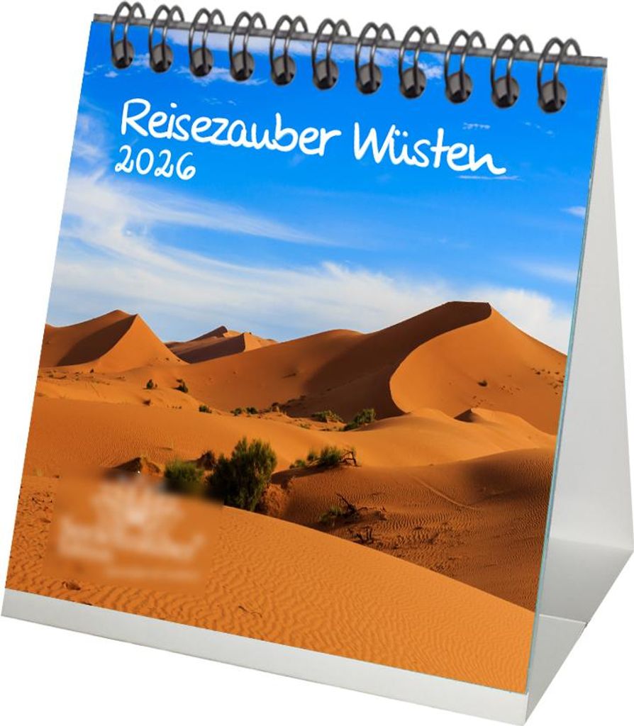 Reisezauber Wüsten Tischkalender 10cm x 10cm für 2026 Urlaub Wüsten - Geschenkset Inhalt: 1x Kalender 1x Weihnachtsanhänger 1x Grußanhänger (...