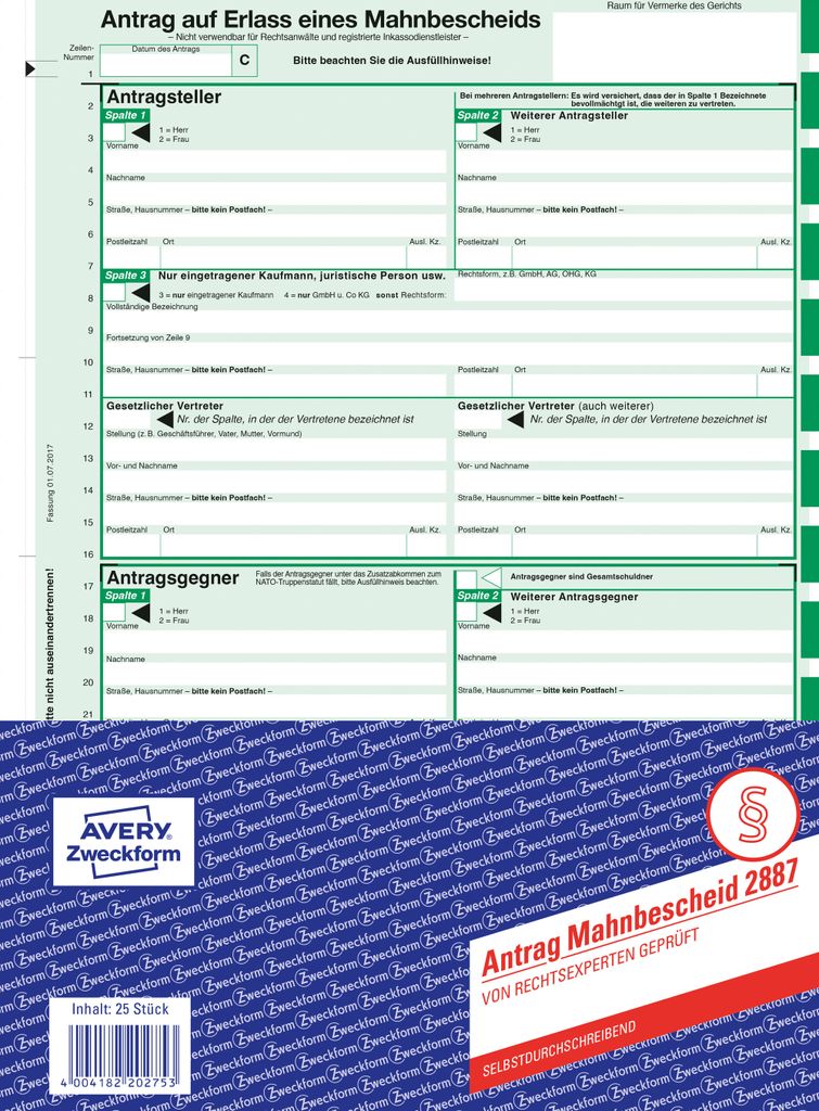Avery Zweckform® 2887 Notatka Dunninga, DIN A4, bez kalki, Zdjęcie produktu 