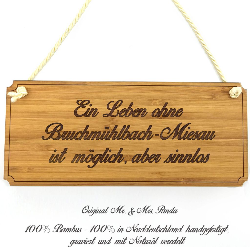 Mr. & Mrs. Panda Schild Bruchmühlbach-Miesau - Geschenk, wandtafel, Holzschild, Shabby, Landhaus, Türschild, Graviert, Geschenkidee, Wegweiser, W...