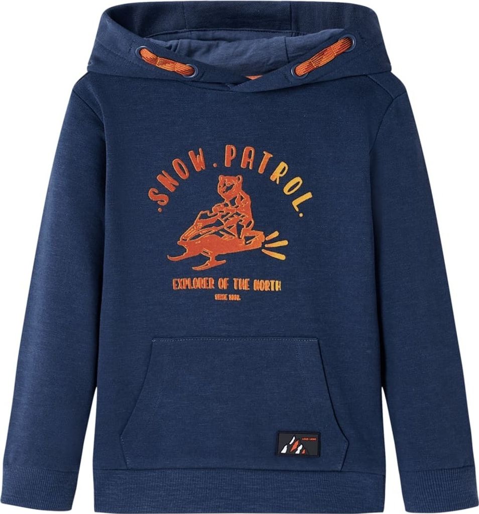 Kinder-Kapuzenpullover Marineblau Melange und Orange 140 Produktbild 