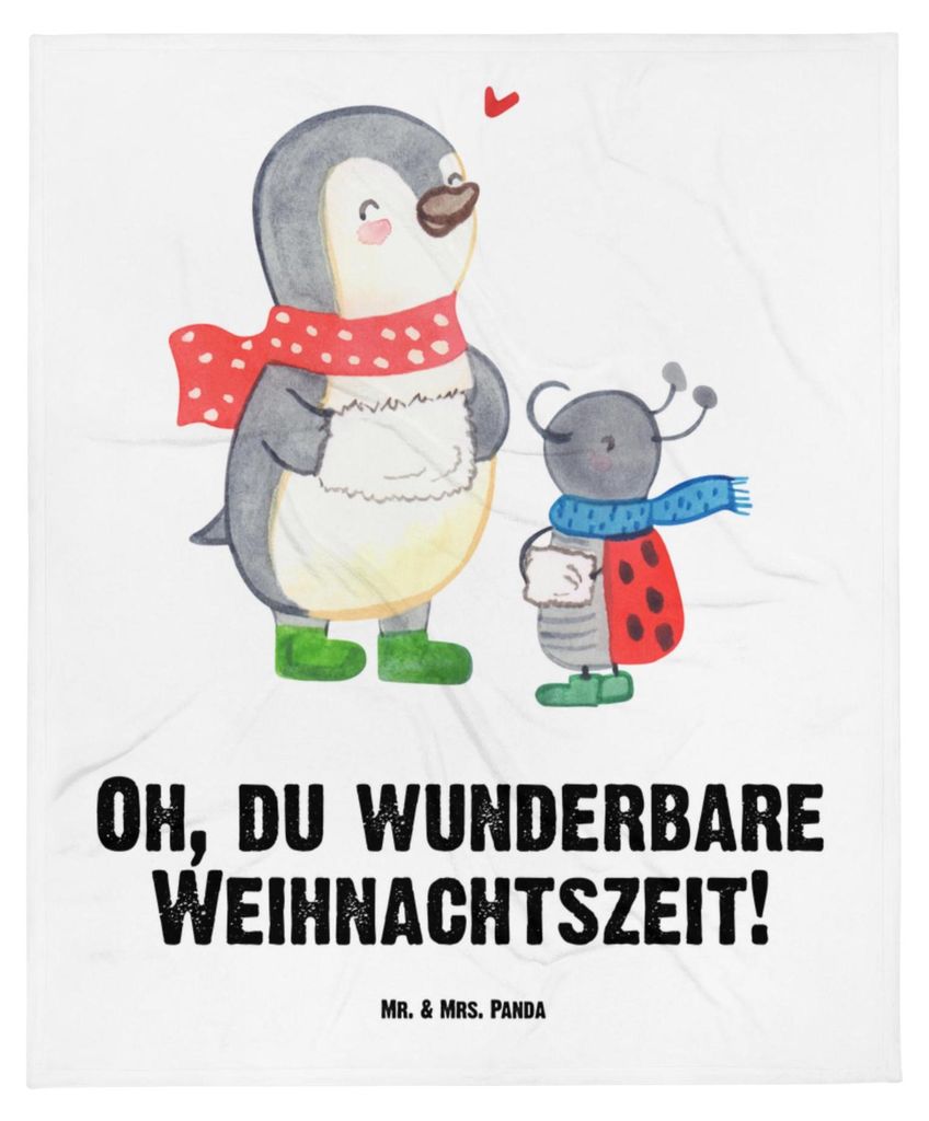 Mr. & Mrs. Panda Plaid Smörle Winterzeit - Weiß - Geschenk, Erstlingsdecke, Weihnachten Grüße, Weihnachtszeit, Babydecke, Kinderdecke, Schmused...