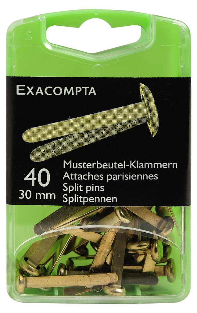 Exacompta 5x Box mit 40 Stück Musterbeutelklammern, 30mm - Produktbild 