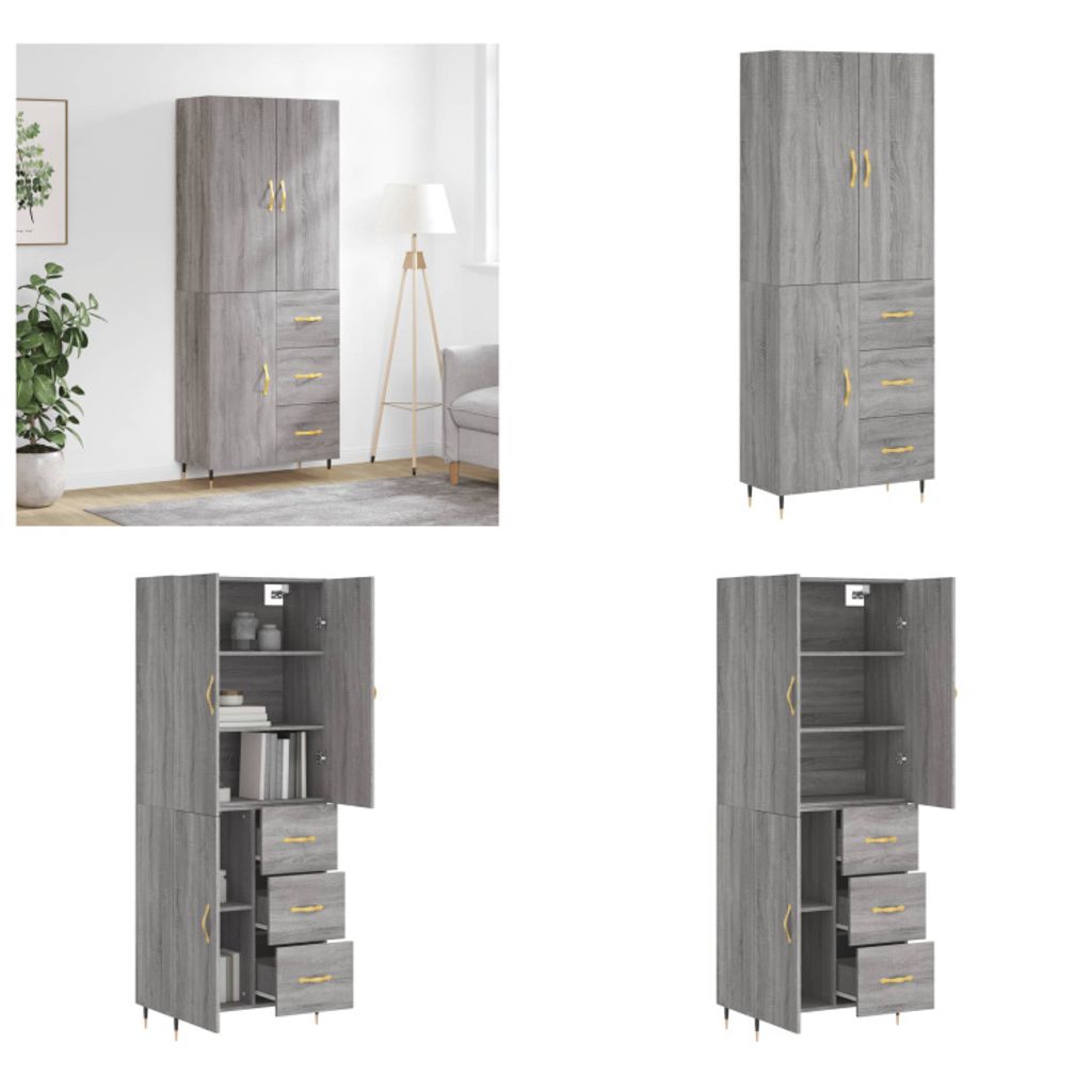 vidaXL Highboard Grau Sonoma 69,5x34x180 cm Holzwerkstoff - Highboard - Highboards - Sideboard - Schrank