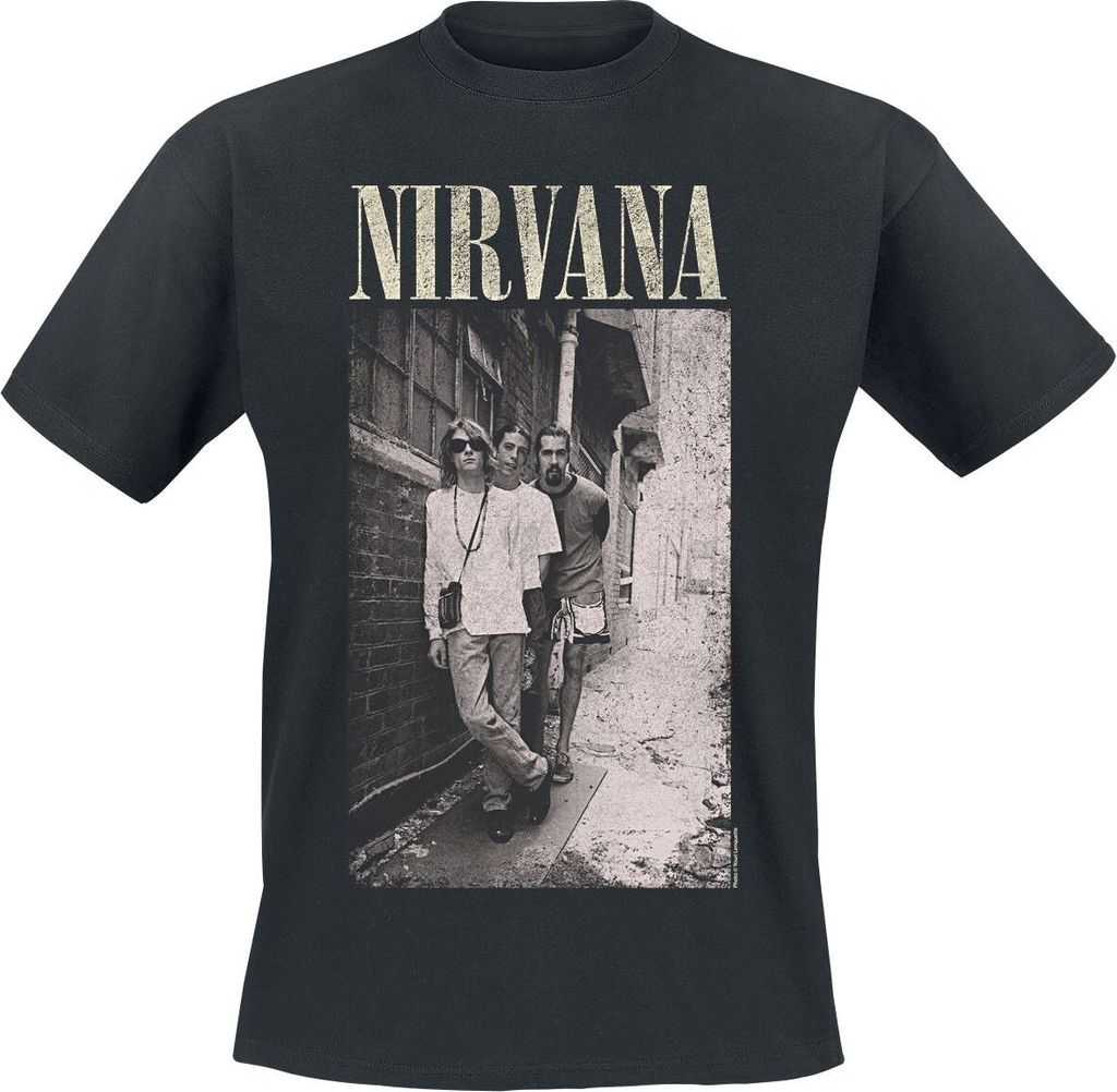 Nirvana T-Shirt Herren Alleyway schwarz Band-Merch, Bands 100% Baumwolle XL