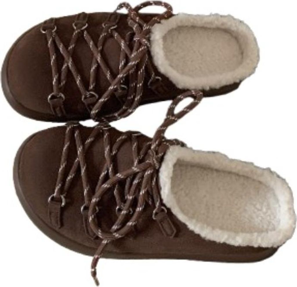 INF Warme Shearling Birkenstock Hausschuhe mit Schnürsenkeln - Komfort & Stil Kaffee 39