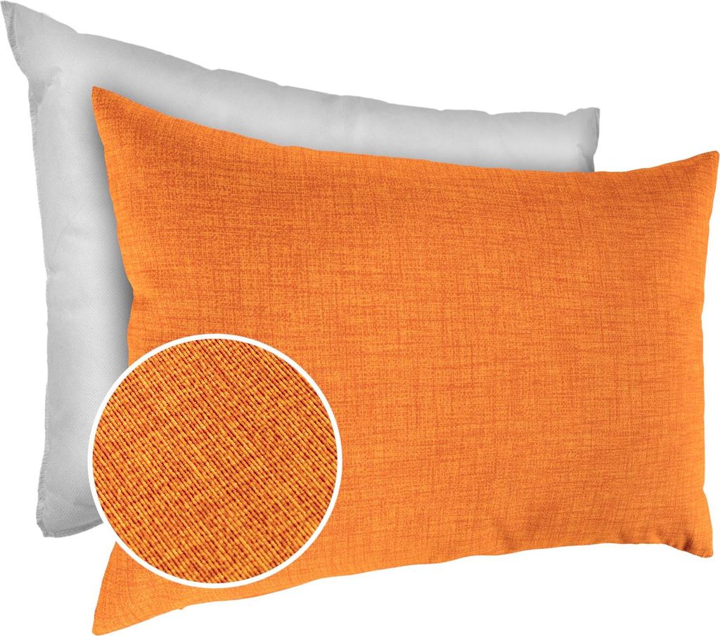 Dekokissen 30x50cm Kissenhülle mit Füllung Kissenbezug mit Reißverschluss Einfarbig Leinenoptik Uni Orange