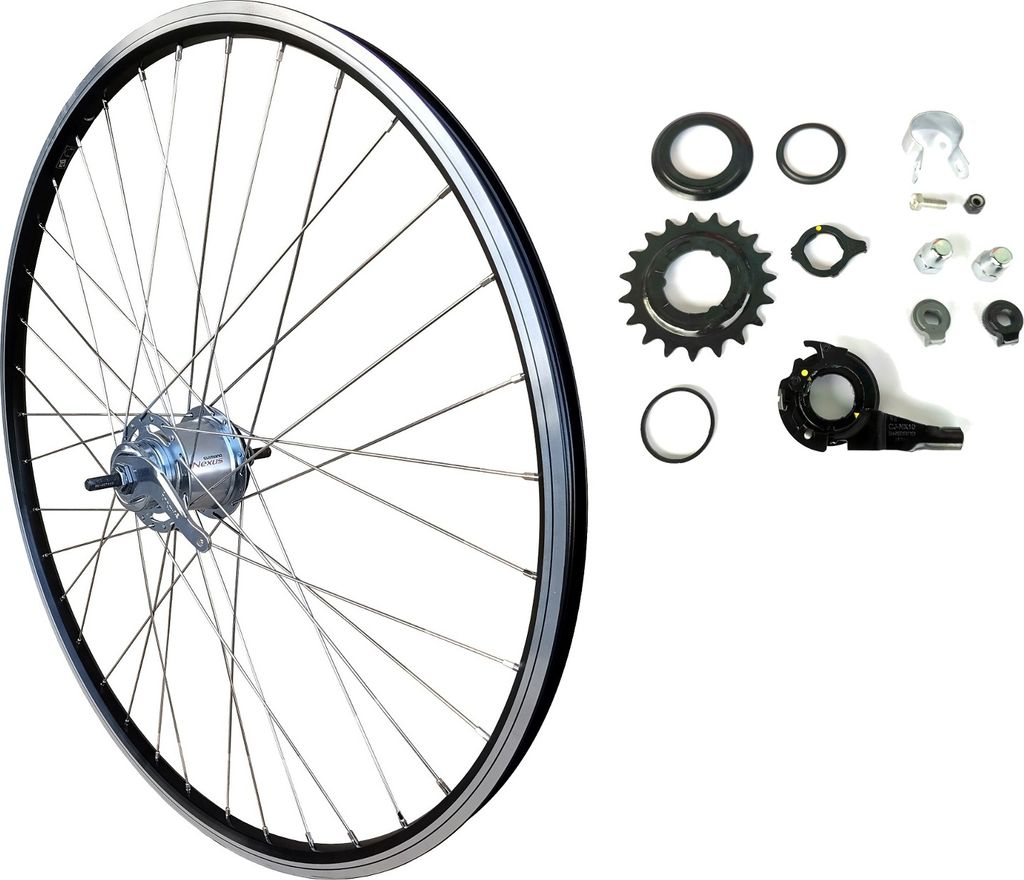 28 Zoll Hinterrad Alu Hohlkammerfelge 36 Loch, NIRO Speichen, mit Shimano Nexus 7-Gang Schaltwerk. inkl. Einbauteile OHNE Griff