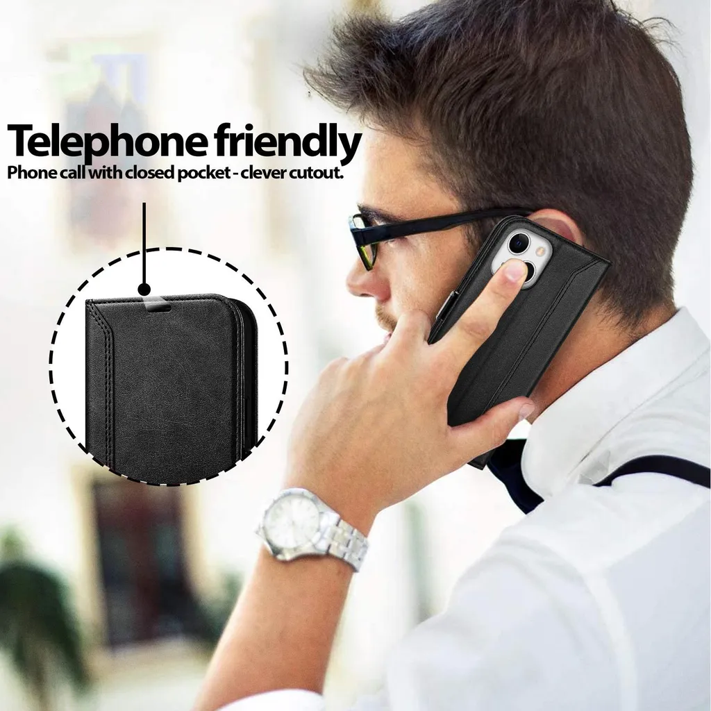 Custodia per cellulare per iPhone 14 Plus cover flip case pieghevole custodia protettiva, nero - 5