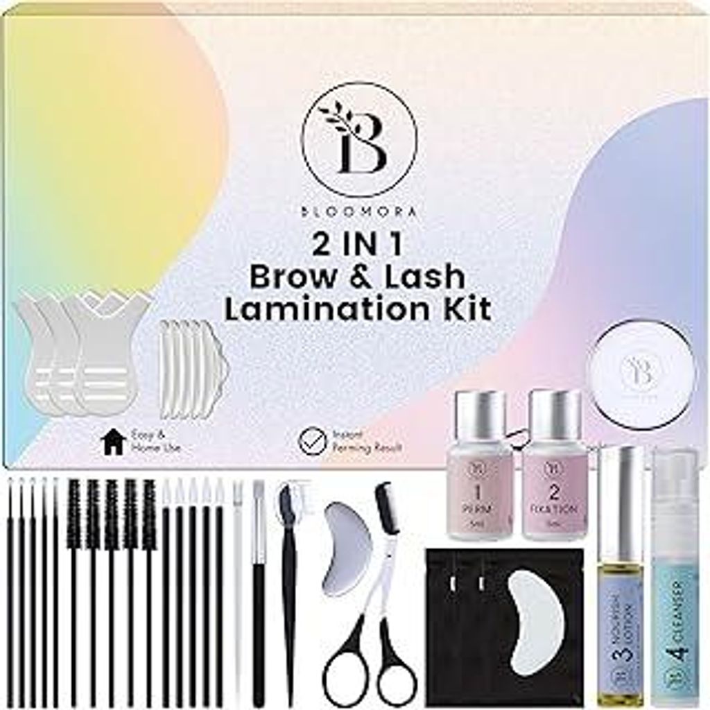 Wimpernlifting & Augenbrauen Lifting Set, 2-in-1-Lösung, Brow & Lash Lifting Set, Hält 6-8 Wochen, 15 Anwendungen, DIY Wimpern und Augenbrauen-Ki...