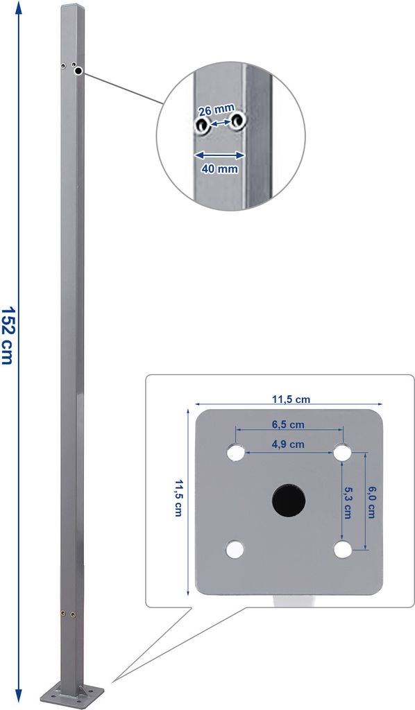 SONGMICS Standpfosten für Markisenkasten, Haltestange, Produktbild 4