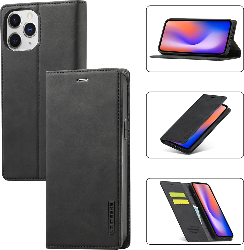 Custodia a Libro iPhone 12 Mini Portafoglio Nero per Viaggi
