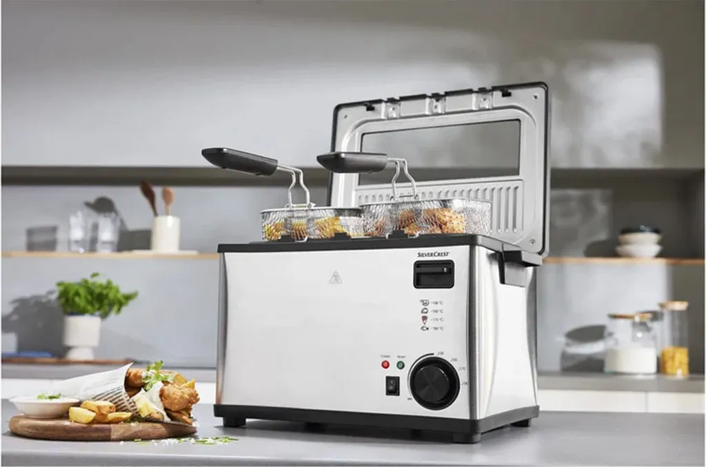 Friggitrice Industriale Silvercrest SEF3 2000W 3 Cestelli Acciaio
