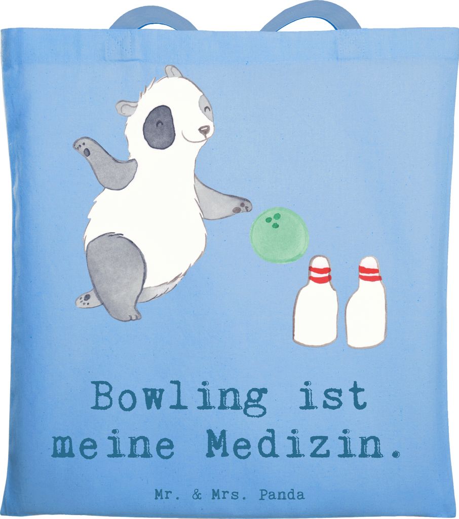 Mr. & Mrs. Panda Einkaufstasche Panda Bowling - Sky Blue - Geschenk, Tasche, dokumententasche, Center, Laptoptasche, Tote Bag, Bowlen gehen, toteba...