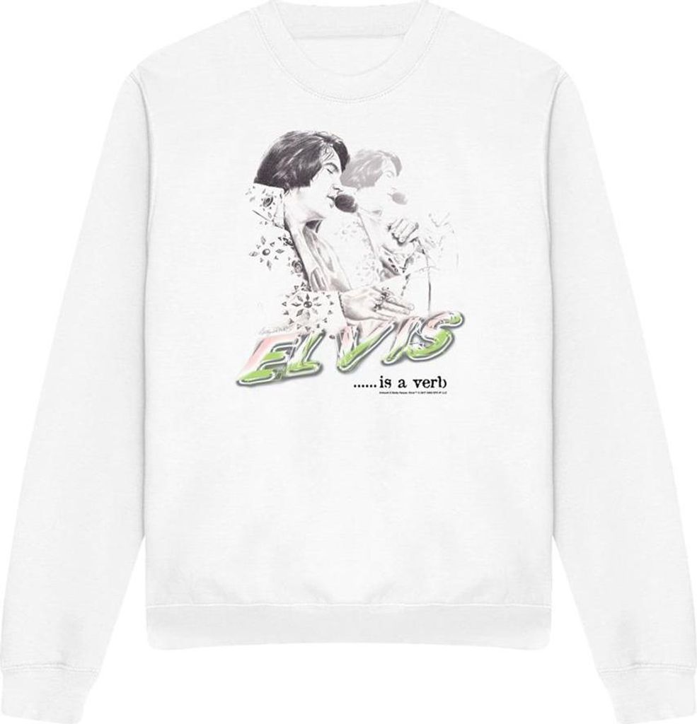 Elvis - "Is A Verb" Sweatshirt für Herren/Damen Uni TV32352 (S) (Weiß)