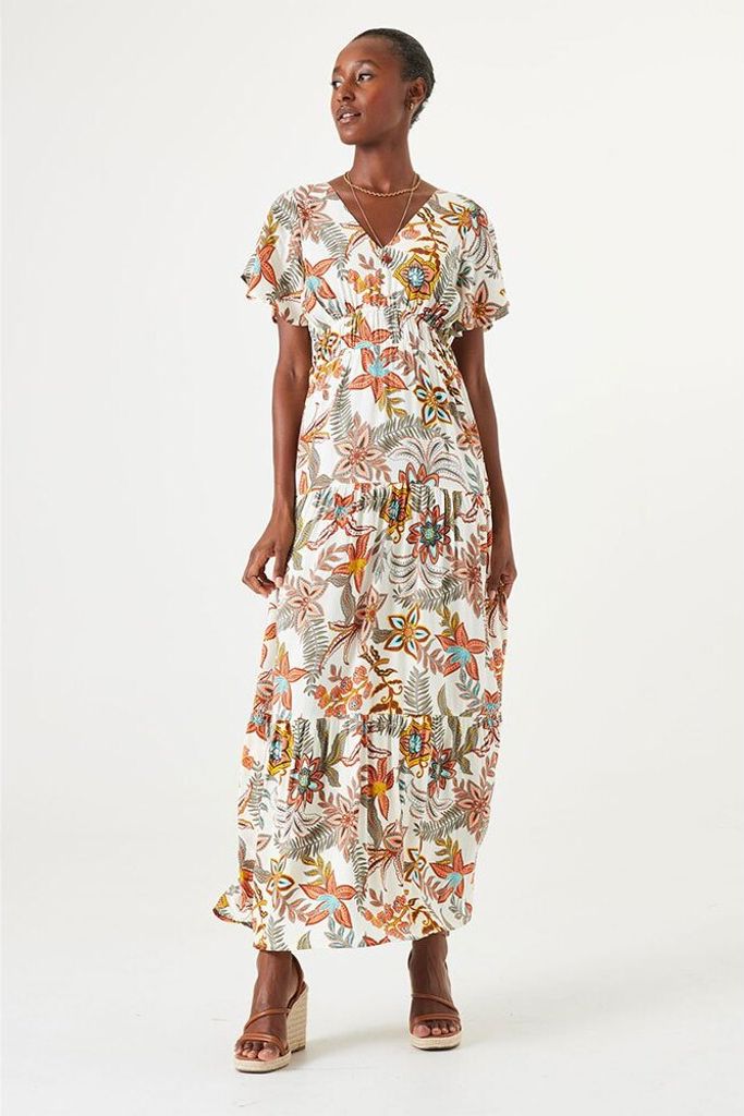 Garcia Q40087 Kurzarm Langes Kleid Mehrfarbig XS Frau Mehrfarbig XS