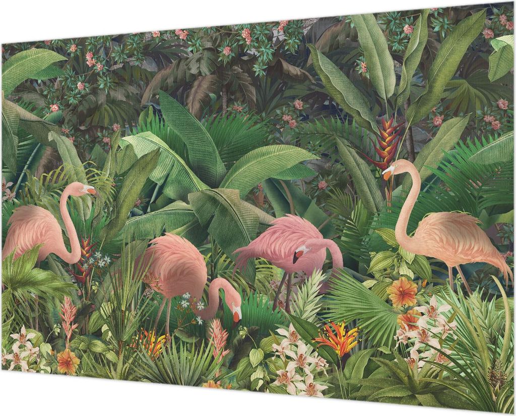 Wandtapete - Dekorative Tapete für Wohnzimmer - Tapetenfolie für Wanddekoration - 152x104 cm - Rosa Flamingos