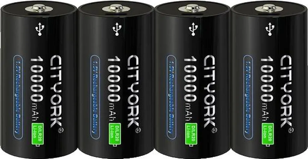 4 Pile D Ricaricabili USB Litio 1.5V | Stop Sprechi Batterie