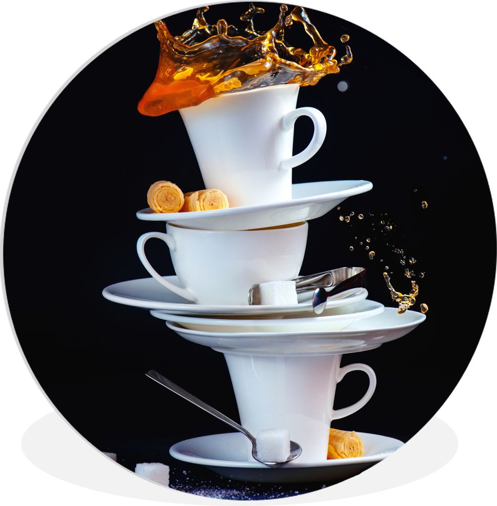 MuchoWow Rundes Wandbild - Runde Bilder Porzellan im Gleichgewicht Ø 30 cm Kreis Wanddekoration Kunststoff - Wandkreis - Wandschmuck - Schlafzim...