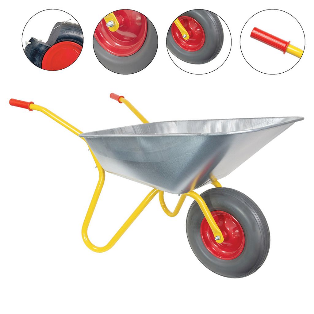 RAVENDO Profi Schubkarre mit Vollgummirad pannensicher Vollgummireifen Schubkarren BD 1002 | 100 Liter Mulde | PolyurethanRad kugelgelagert