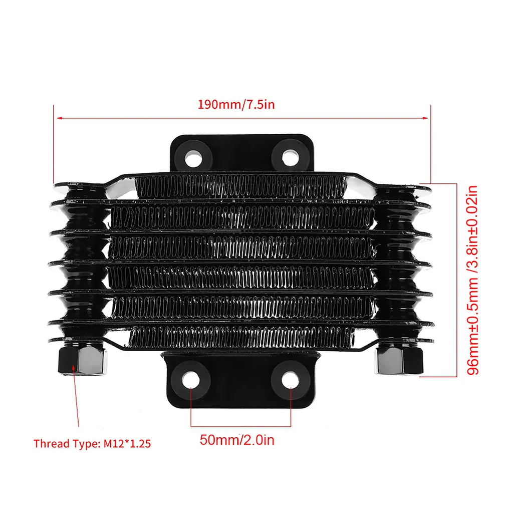 Radiateur de refroidissement d'huile moteur universel à 7 rangées noir
